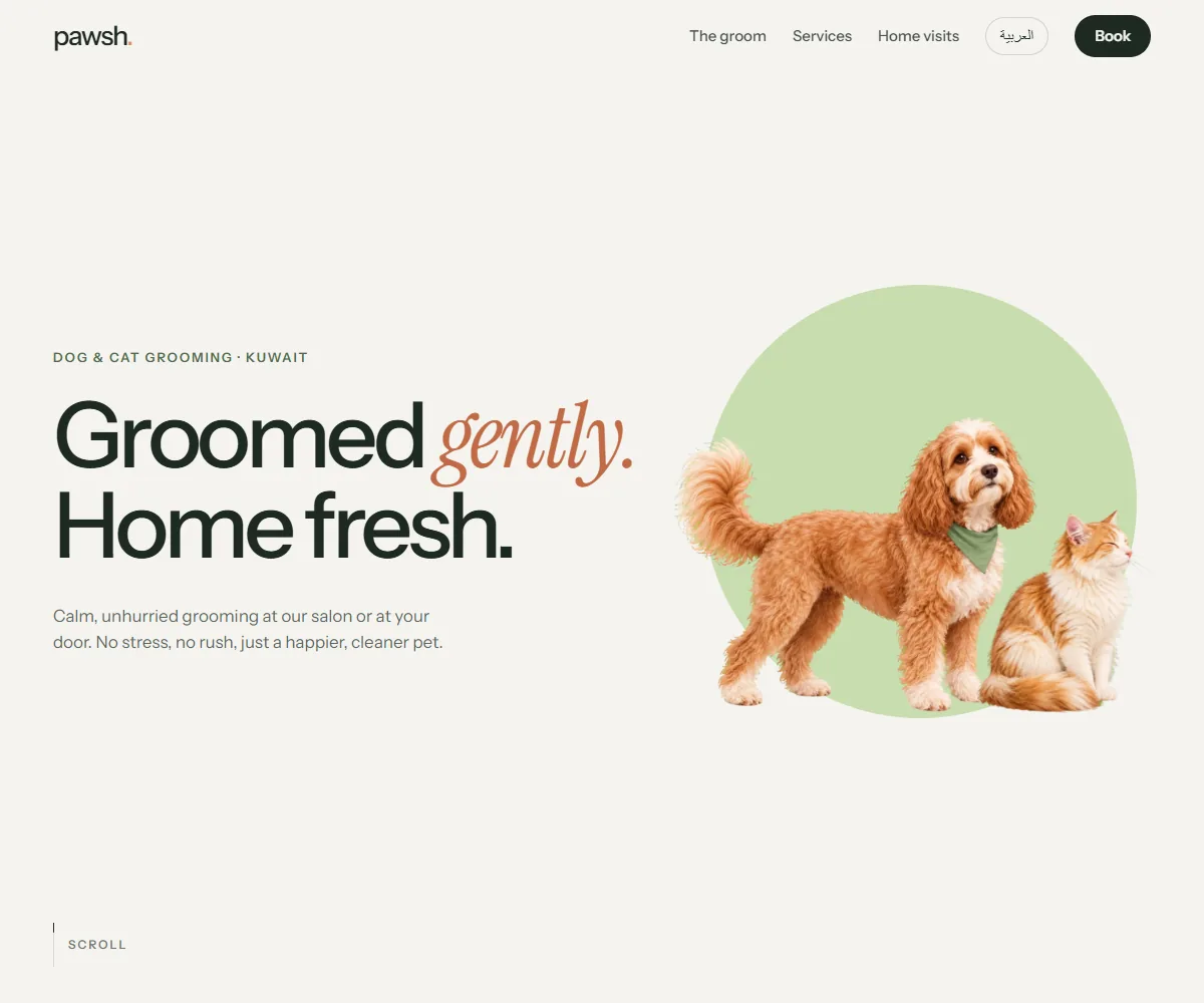 Pawsh, a pet grooming website concept with online booking by AlKayanNova